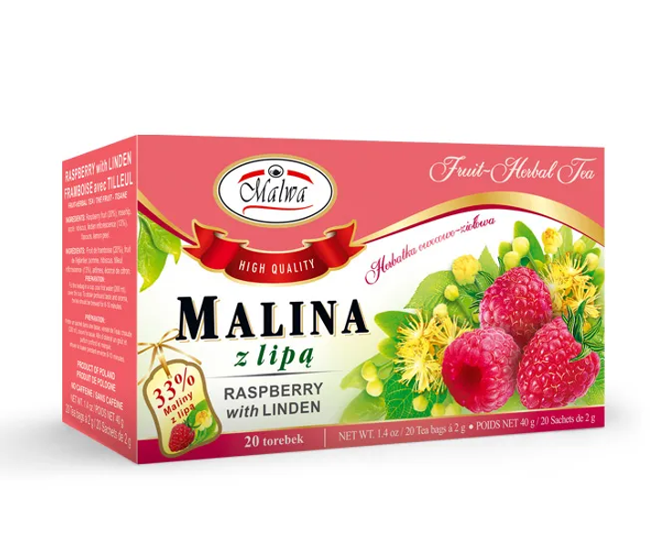 Фруктовий чай Malwa Малина 20 шт (5902781000130) - зображення 1