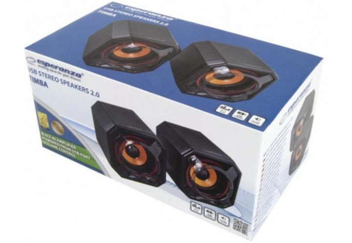 Колонки 2.0 Esperanza EP142 Black, 2 x 2.5 Вт, пластиковый корпус, питание от USB - зображення 2