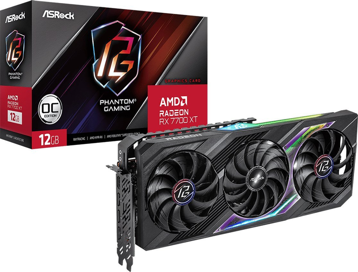 Karta graficzna ASRock Radeon RX 7700 XT PHANTOM GAMING OC 12G (RX7700XT PG 12GO) - obraz 6