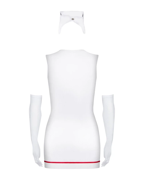 Эротический костюм медсестры Obsessive Emergency dress белый S/M - изображение 3