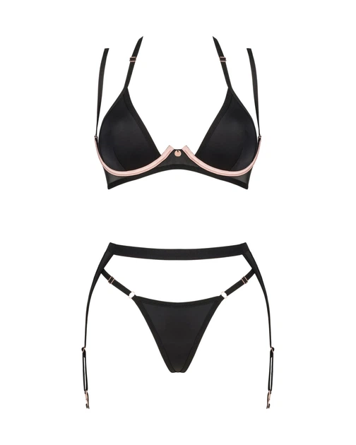 Комплект Obsessive Selinne 3-pcs M/L Чорний (SO8668) - изображение 3