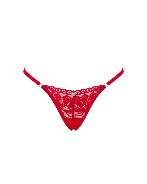 Мереживні стрінги Obsessive Lacelove thong XL/2XL Red, низька посадка - Фото 3 Мереживні стрінги Obsessive Lacelove thong XL/2XL Red, низька посадка - изображение 3