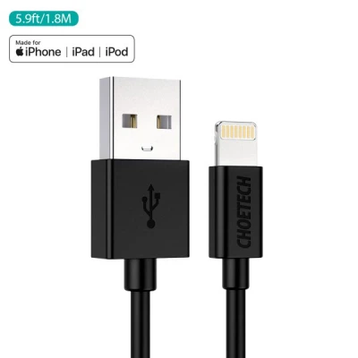 Дата кабель USB 2.0 AM to Lightning 1.8m 2.1A MFI Black Choetech (IP0027-BK) - изображение 4