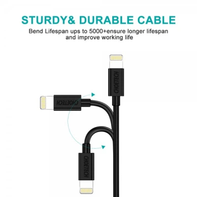 Дата кабель USB 2.0 AM to Lightning 1.8m 2.1A MFI Black Choetech (IP0027-BK) - изображение 5