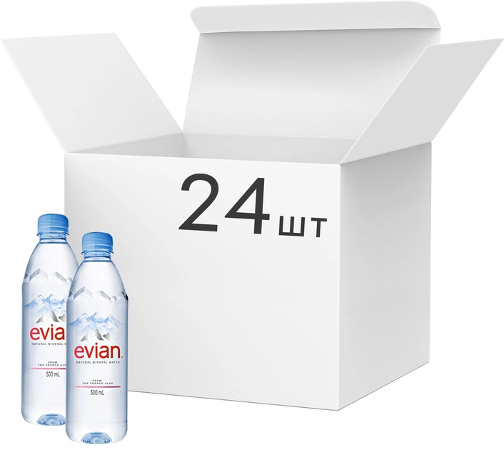 Акція на Упаковка мінеральної негазованої води Evian 0.5 л х 24 пляшки від Rozetka
