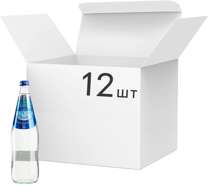 Акція на Упаковка мінеральної газованої води Rocchetta SPA Brio Blu 1 л х 12 пляшок від Rozetka