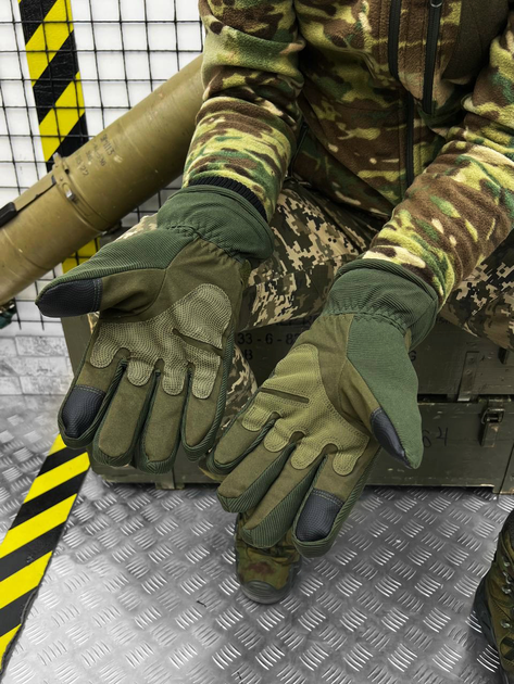 Тактичні рукавички зимові Tactical Gloves Olive M - изображение 2