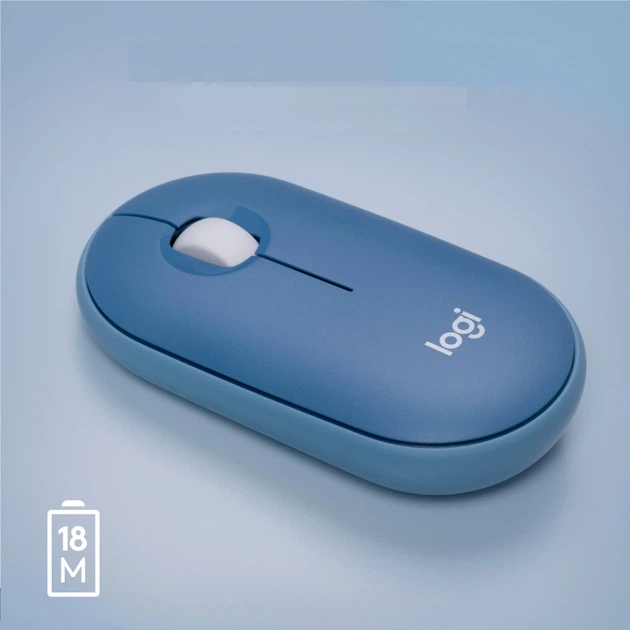 Мышь беспроводная Bluetooth или USB LOGITECH Pebble M350 Темно-синий - Фото 3 Мышь беспроводная Bluetooth или USB LOGITECH Pebble M350 Темно-синий - изображение 3