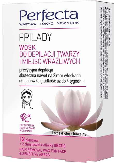 Wosk Perfecta Epilady do depilacji twarzy i miejsc wrażliwych 12 plastrów (5900525057839) - obraz 1