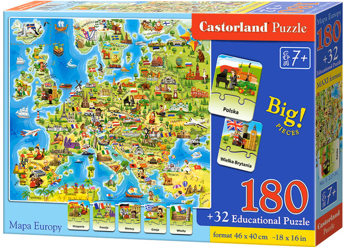 Puzzle Castor Mapa Europy 180 elementów (5904438000227) - obraz 1