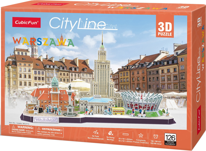 3D Пазл Cubic Fun Cityline Варшава 126 елементів (6944588202712) - зображення 1