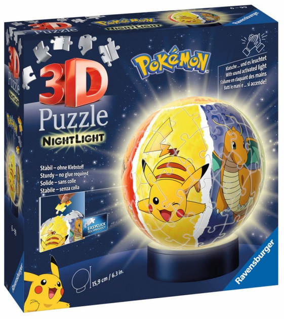 Puzzle 3D Ravensburger Świecąca Kula Pokemon 72 elementów (4005556115471) - obraz 1