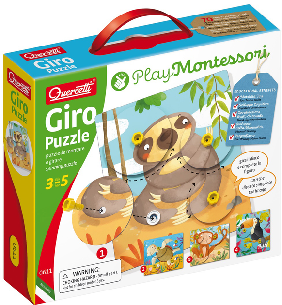 Puzzle Quercetti Zwierzęce Montessori 16 elementów (8007905006115) - obraz 1