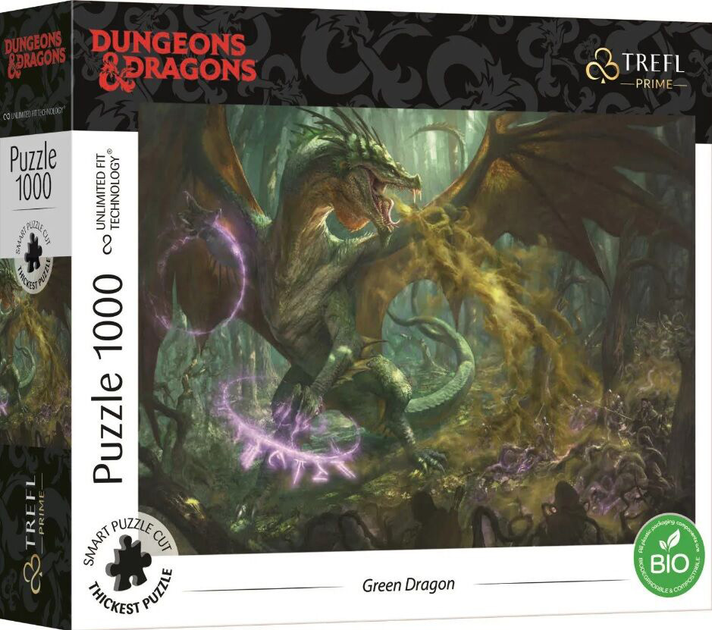 Puzzle Trefl Uft Zielony smok Dungeons and Dragons 1000 elementów (5900511107586) - obraz 1