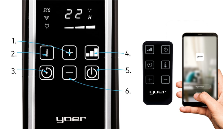 Масляный электрический обогреватель радиатор Yoer Inferno OFR1025BK 2500 Вт 10 ребер Черный - изображение 6