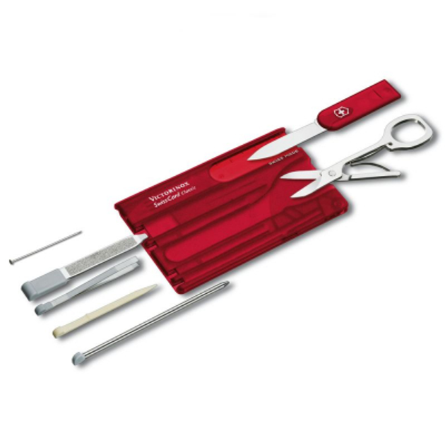 Ніж Victorinox SwissCard Transparent Red Blister (0.7100.TB1) - зображення 1