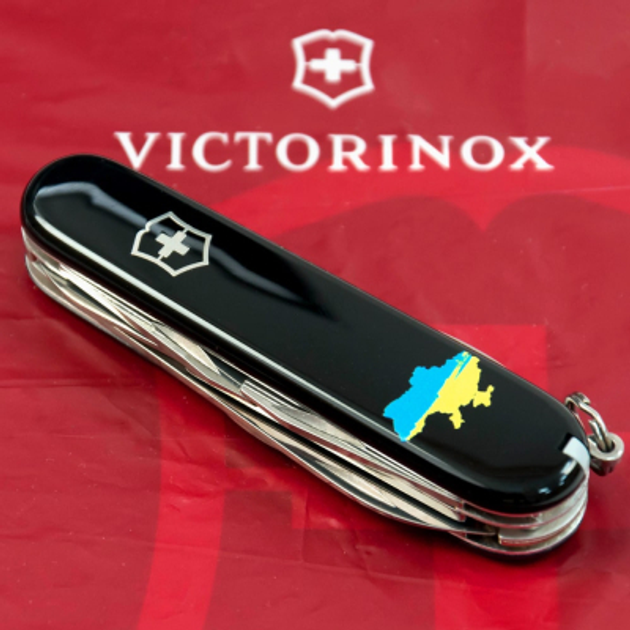 Нож Victorinox Climber Ukraine Black "Карта України Жовто-Блакитна" (1.3703.3_T1166u) - изображение 2