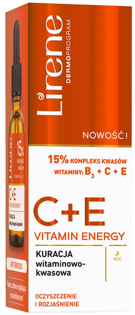 Kuracja witaminowo-kwasowa Lirene C+E Vitamin Energy na noc 30 ml (5900717773912) - obraz 1