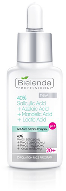 Саліцилова + азелаїнова + манделінова + молочна кислота Bielenda Professional Anti-Acne 40% pH 2 20+ 30 г (5902169017057) - зображення 1