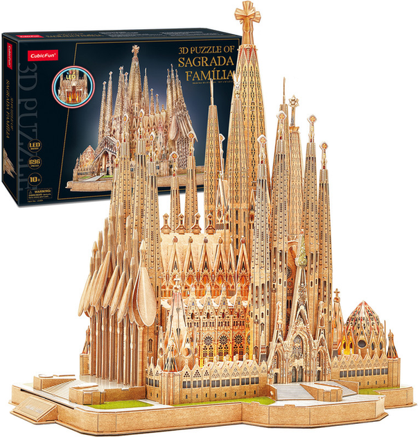 Puzzle 3D Cubic Fun Sagrada Familia Led 696 elementów (6944588205300) - obraz 2