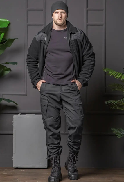 Мужской костюм Полиция черный цвет Флисовая Кофта и брюки Kayman / Кофта с водонепроницаемыми вставками и липучками под шевроны 46 - изображение 1