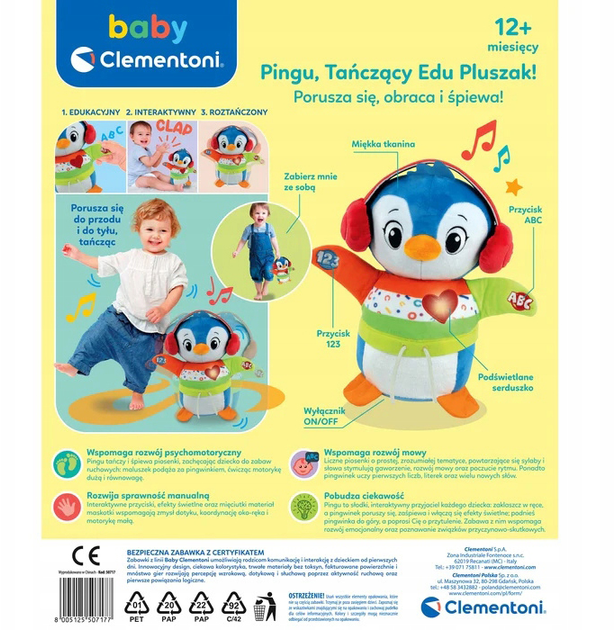 Maskotka interaktywna Clementoni Tańczący pingwin 24 cm (8005125507177) - obraz 3