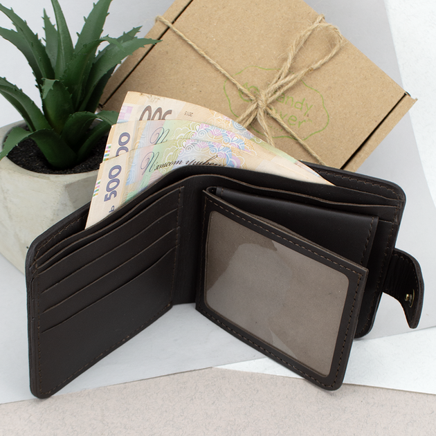 Портмоне мужское кожаное Handycover HC0041 коричневое с гербом Украины - Фото 2 Портмоне мужское кожаное Handycover HC0041 коричневое с гербом Украины - изображение 2