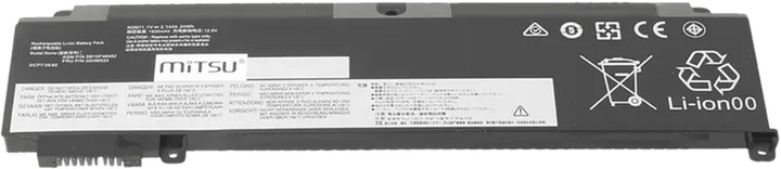 Акумулятор Mitsu для ноутбуків Lenovo ThinkPad T460s/T470s 11.1-10.8V 2140 mAh (24 Wh) (5BM725-BC/LE-T460S-2) - зображення 4