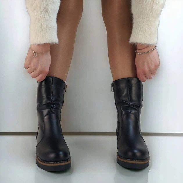 Жіночі черевики зимові MYZ 911 BLACK з натуральної чорної
