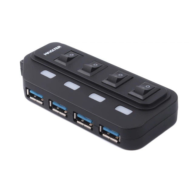 USB-хаб Maxxter HU2A-4P-AC-02 Black - Фото 1 USB-хаб Maxxter HU2A-4P-AC-02 Black - зображення 1