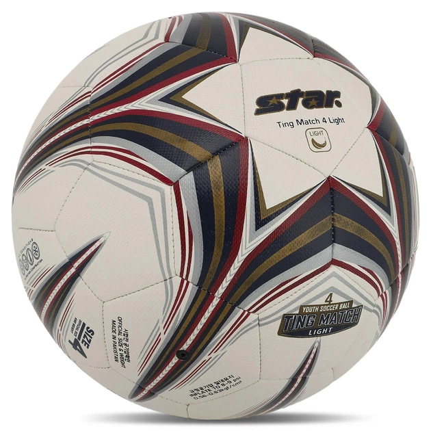 М'яч футбольний STAR TING MATCH 4 LIGHT HYBRID SB3144L №4 PU білий-золотий - изображение 2