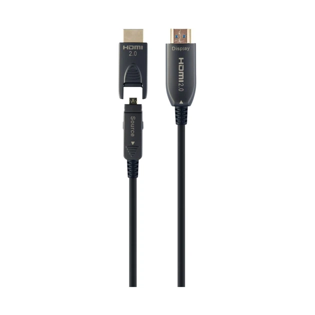Кабель мультимедийный HDMI to HDMI 30.0m AOC V.2.0, 4K 60Hz Gold Cablexpert (CCBP-HDMID-AOC-30M) - изображение 2