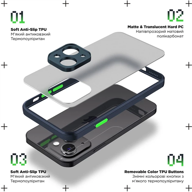 Чехол для смартфона ArmorStandart Frosted Matte для OPPO A58 4G Navy Blue (ARM71067) - Фото 2 Чехол для смартфона ArmorStandart Frosted Matte для OPPO A58 4G Navy Blue (ARM71067) - изображение 2