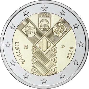 Монета Литва 2 євро 2018 «100-річчя незалежності прибалтійських держав» UNC - Фото 1 Монета Литва 2 євро 2018 «100-річчя незалежності прибалтійських держав» UNC - зображення 1