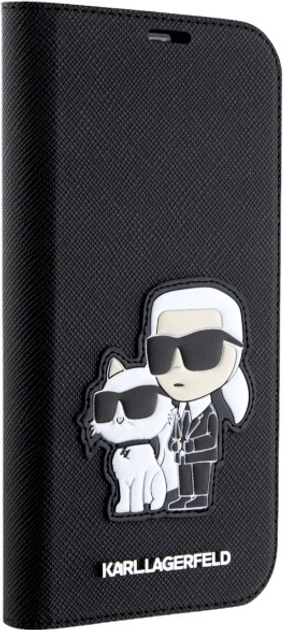 Etui z klapką Karl Lagerfeld Saffiano Karl&Choupette do Apple iPhone 14 Black (3666339122782) - obraz 1