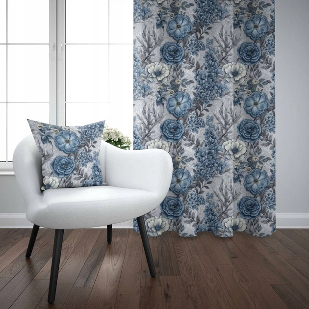 Готова напівзатемнювальна штора Soovi Home 140 х 250 см на тасьмі Blue flowers (14559817451) - изображение 4