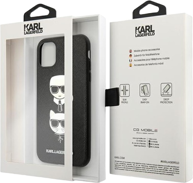 Etui Karl Lagerfeld Saffiano Karl&Choupette Head do Apple iPhone 11 Pro Black (3666339055035) - obraz 3