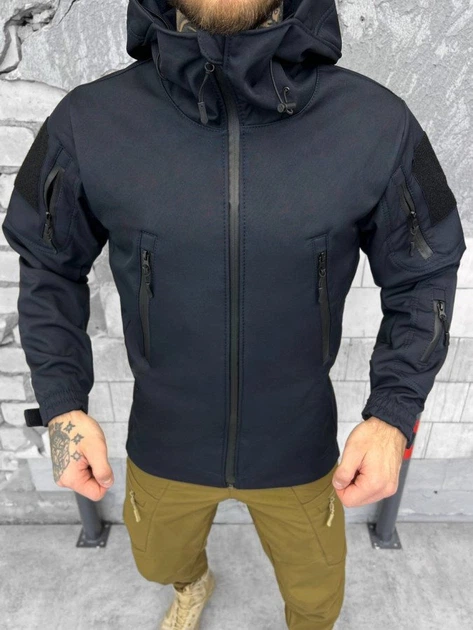 Тактична куртка Soft Shell із утеплювачем фліс Blue XL - Фото 9 Тактична куртка Soft Shell із утеплювачем фліс Blue XL - зображення 9