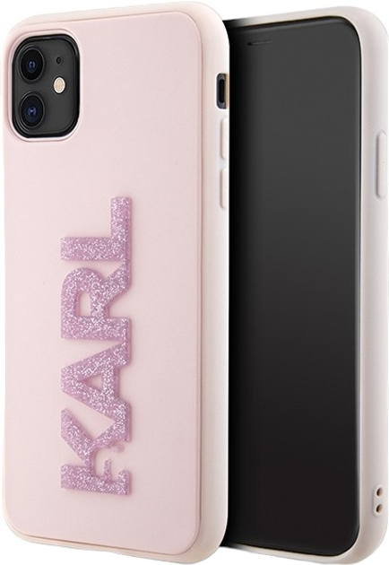 Панель Karl Lagerfeld 3D Rubber Glitter Logo do Apple iPhone Xr/11 Pink (3666339166397) - зображення 1