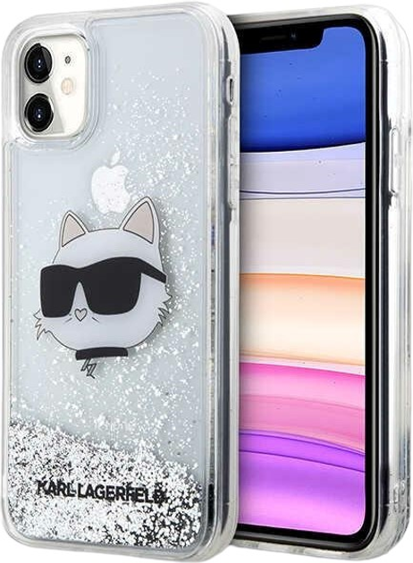 Etui Karl Lagerfeld Glitter Choupette Head do Apple iPhone Xr/11 Silver (3666339118952) - obraz 1