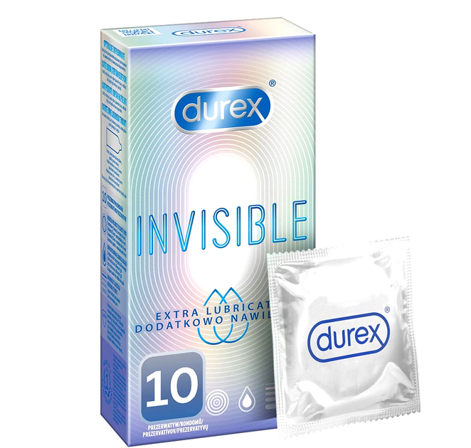 Prezerwatywy Durex Invisible dodatkowo nawilżane cienkie 10 szt (5900627071269) - obraz 1
