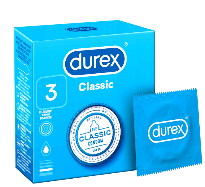 Prezerwatywy Durex Classic klasyczne 3 szt (5010232967861) - obraz 1