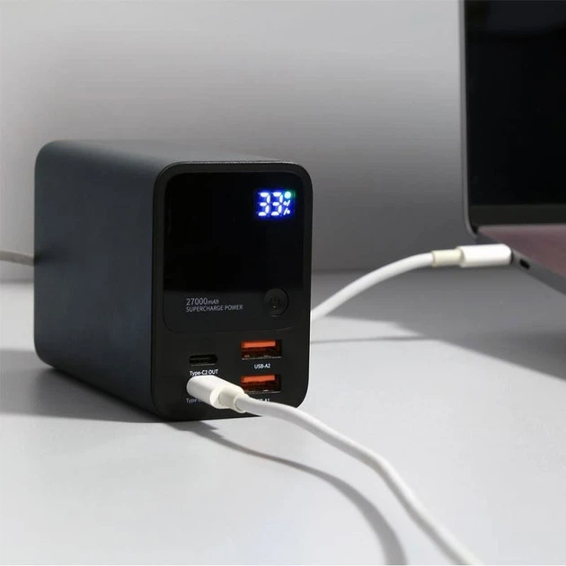УМБ Choetech 27000mAh 222.5W 2xUSB-C PD3.0 100+100W 2xUSB-A QC3.0 22W Black (B635-BK) - зображення 3
