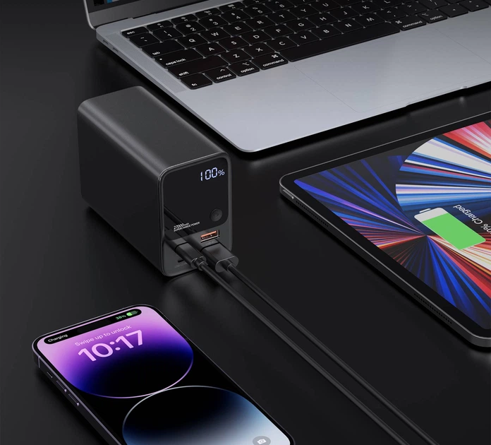 УМБ Choetech 27000mAh 222.5W 2xUSB-C PD3.0 100+100W 2xUSB-A QC3.0 22W Black (B635-BK) - зображення 6