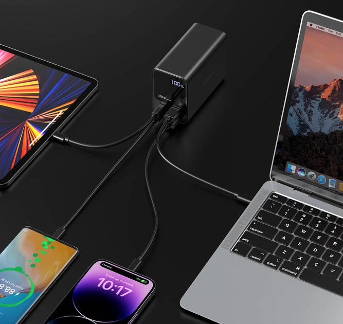 УМБ Choetech 27000mAh 222.5W 2xUSB-C PD3.0 100+100W 2xUSB-A QC3.0 22W Black (B635-BK) - зображення 8