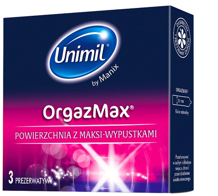 Prezerwatywy Unimil OrgazMax lateksowe 3 szt (5011831088674) - obraz 1