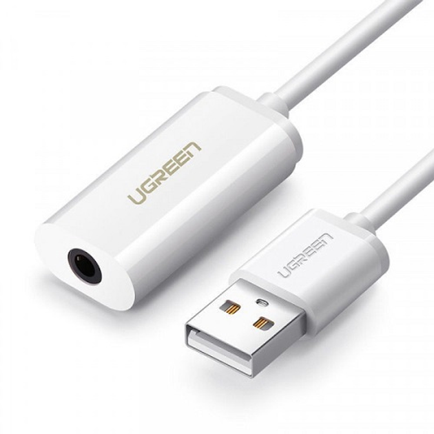Звуковая карта Ugreen US206 30712 наружная USB AUX jack TRRS Mic&Ear ALC4042 White - изображение 2
