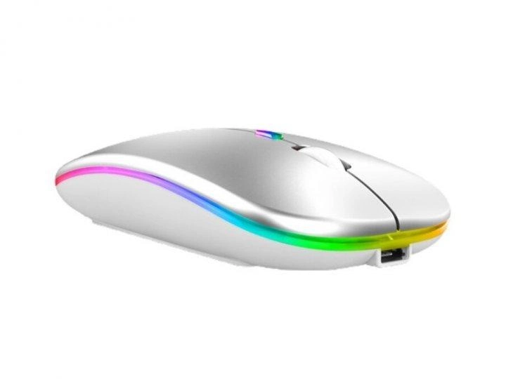 Мышка беспроводная с аккумулятором Bluetooth + 2.4 GHz 1600DPI Izumi Серебро - изображение 1
