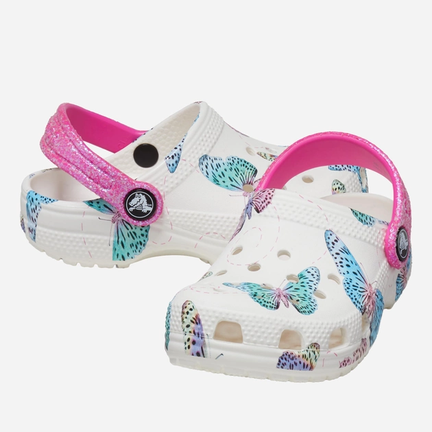 Дитячі крокси для дівчинки Crocs Classic Butterfly Clog TCR208300 22-23 Білий/Мультиколір (196265236589) - зображення 2