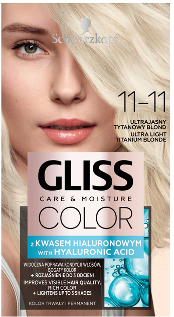 Фарба для волосся Gliss Color Care & Moisture стійка 11-11 Ultra-bright Titanium Blonde 143 мл (9000101716467) - зображення 1